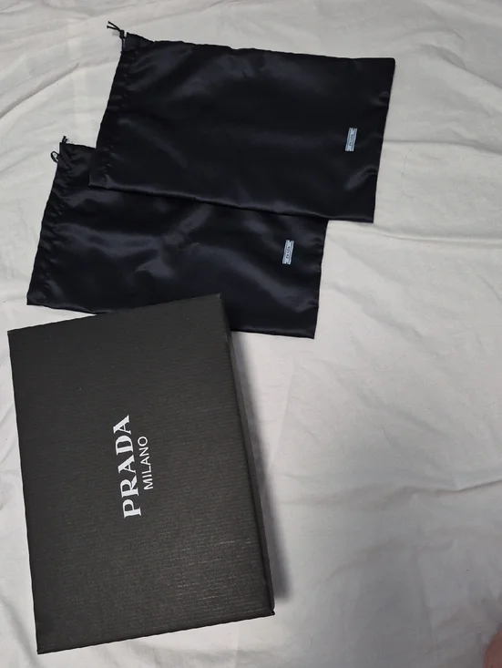 Prada Black Milano Box with 2 Satin Drawstring Dust Bags
