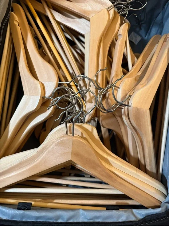 Natural Wood Coat Hangers - Pack of Wooden Non-Slip Hangers  - 5 Hangers for $6