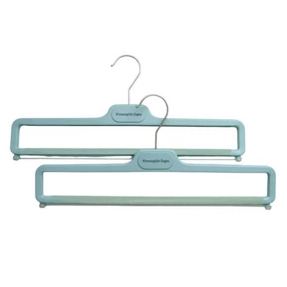 Ermenegildo Zegna Set Of 2 Light Gray Closet Hangers Trousers Pants Slim Plastic