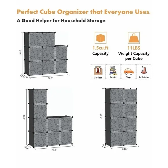 Cube Storage 8-Cube Closet Organizer Storage Shelves Cubes Organizer DIY Closet