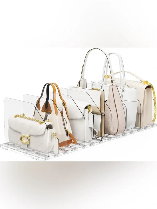 Clear Acrylic Handbag Organizer Rack - White Clear Closet Organization