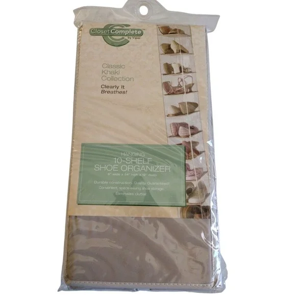Closet Complete‎ 10 Shelf Hanging Shoe Organizer Convenient Space Saving Clear