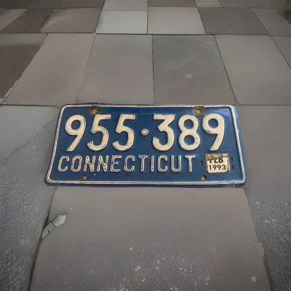 Vintage Connecticut Blue License Plate 955‎ 389