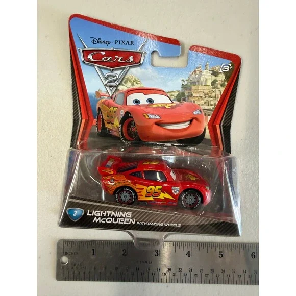 Disney Pixar Cars‎ 2 Lightning McQueen with Racing Wheels Mattel Diecast V2797