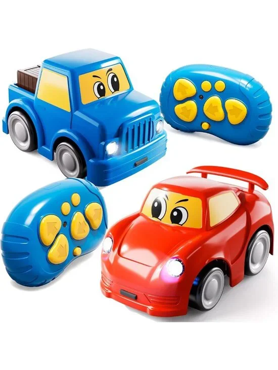 2-Pack Remote Control Cars for Toddlers 1-6 Years, Fun Cartoon RC Toys, Perfect