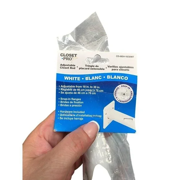 Closet Pro Adjustable Closet Rod White Measures 18