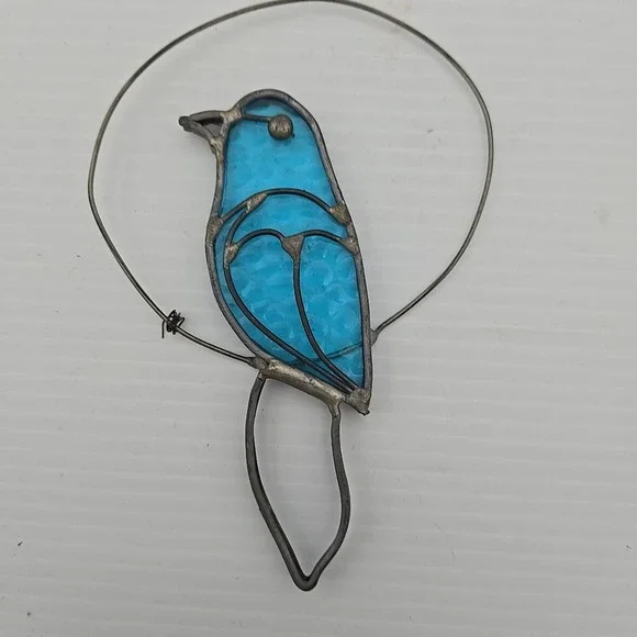 Handcrafted Stained Glass Blue Song Bird   6