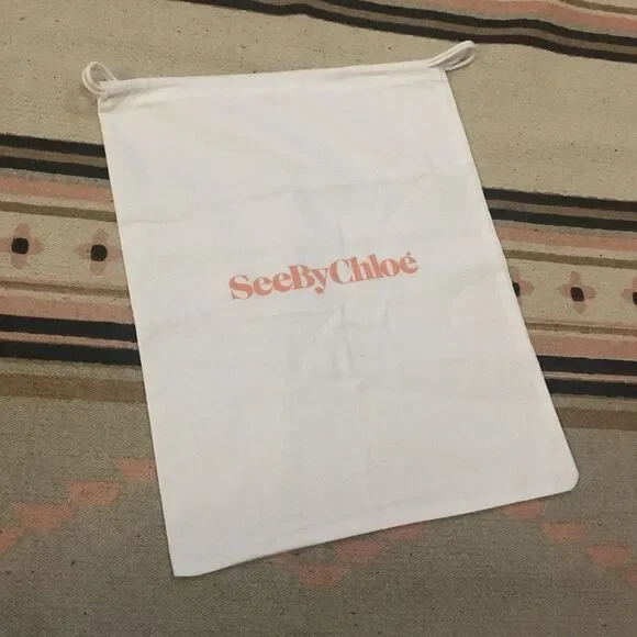 See by Chloe soft white drawstring Dustbag  14” x 11” Garment bag New - never