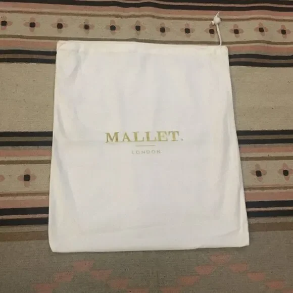 Mallet London white & gold soft Dust bag garment drawstring bag 16” x 14” new