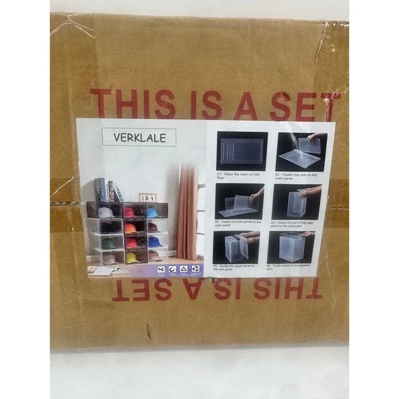 Verklale Clear Stackable Storage Bins Set Hat organizer