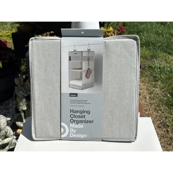 NWT Hanging Fabric Storage Organizer 3 Shelf Light Gray Made By Design‎