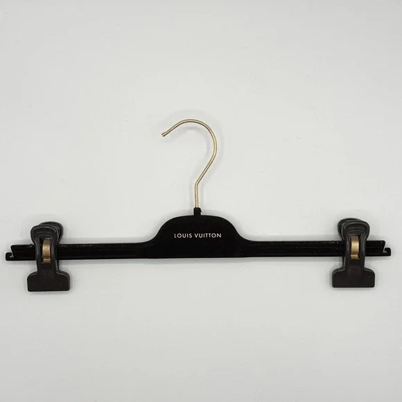 Louis Vuitton Clothes Hanger‎ Clip Black Velvet Pants Skirt Gold Hook