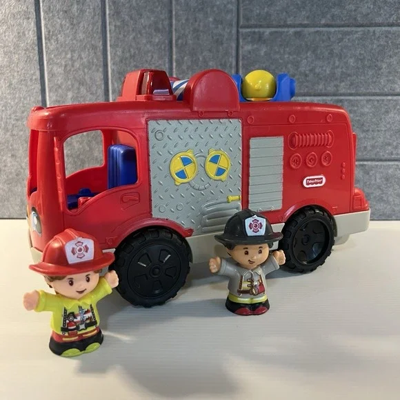 Fisher Price Little People Musical Red Fire Truck Lights & Sound 2 Firefighters