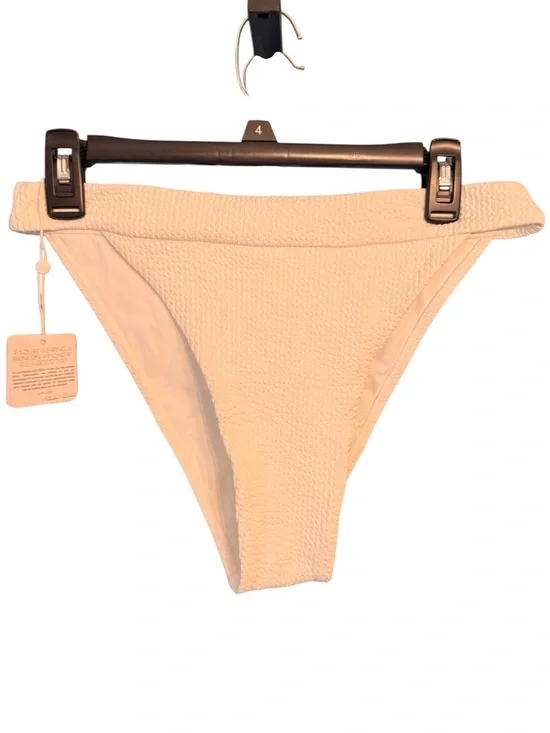 Monday Swimwear White Crinkle Ribbed Bikini Bottom, size Large NWT