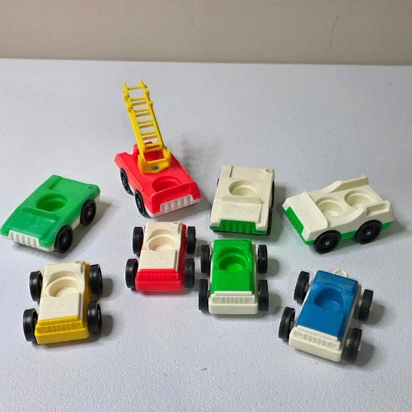 Vintage Fisher-Price Little People Toy Cars Two Seater Kids Lot 7pc