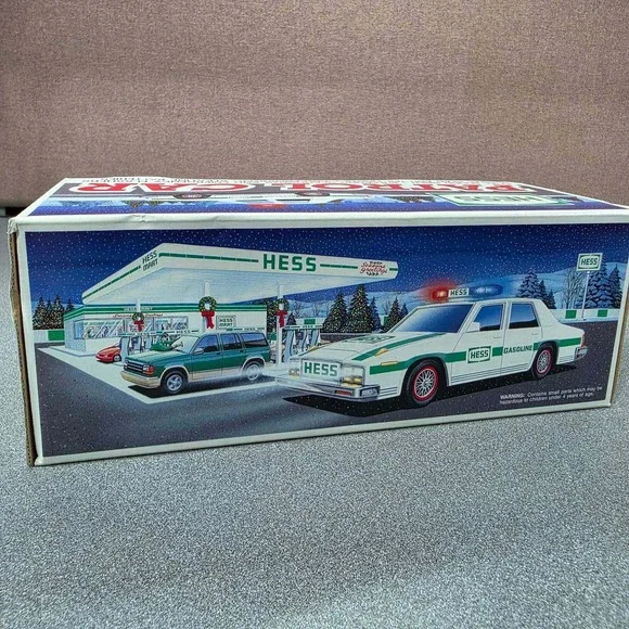 Hess Patrol Car Toy 1993 White Green Excellent Dual Siren Lights Flashers