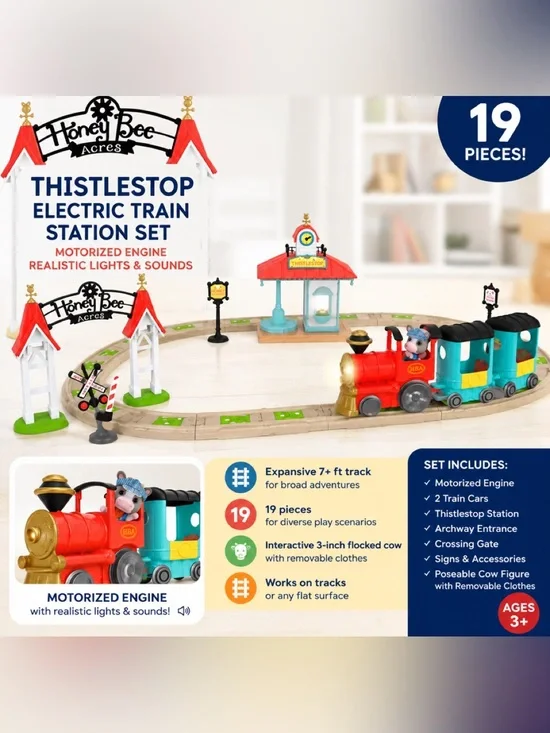 NIB Honey Bee Acres Thistlestop Electric Train Set