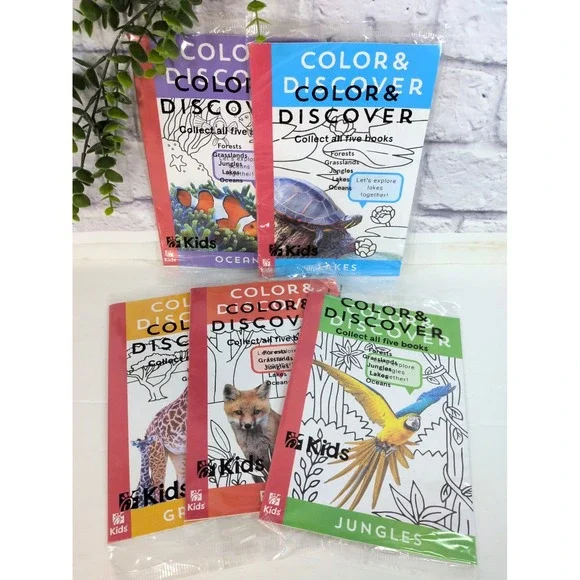 NEW COMPLETE SET 5🚨Chick Fil A Color & Discover Jungles Oceans Book Homeschool