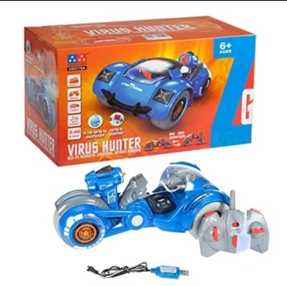 Virus Hunter SCI-FI Remote Control Spray Racing Car Blue Color