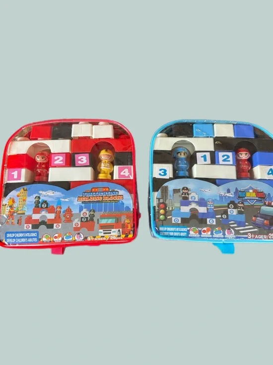 Toddler Building Block Backpack Sets Police & Firefighter– Brand New!