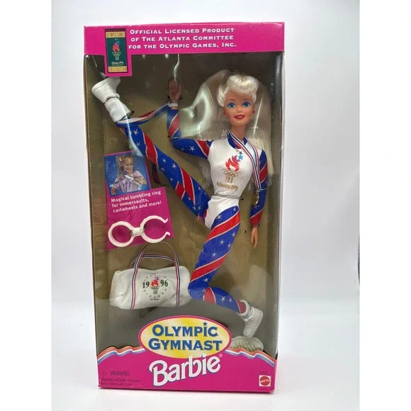 Mattel Olympic Gymnast Barbie Doll 1996 Atlanta Games 15123 NIB Tumbling Ring