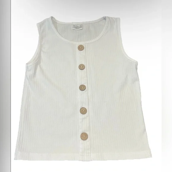 Doll White Bottom Sleeveless Shirt (It’s Labeled 2XL But It’s Not) (0701)