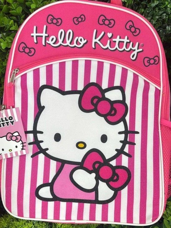 Hello Kitty Pink & White Striped Kids Backpack