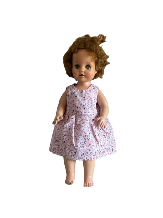1950’s Girls Ideal Vintage Doll in Pink and White Floral Dress