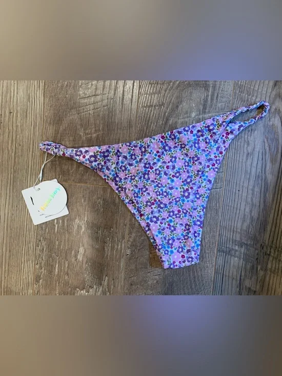 Kulani Kinis Braided Cheeky Purple Floral Bikini Bottom NWT - XL