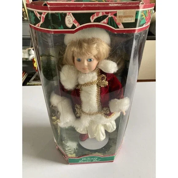 Brinn’s Porcelain Doll Blond Christmas Boxed New Comes With Stand 1997 Handmade