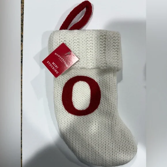 Letter O Mini Christmas Stocking White Knit Target Wondershop New