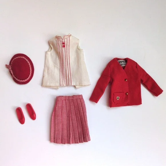 Vtg 60s‎ Barbie Skipper #1921 School Girl Clothing Outfit Skirt Shirt Jacket Hat