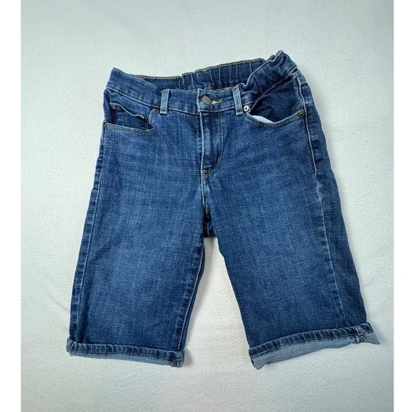 Classic Levi Strauss & Co Women Size 26 Denim Bermuda Shorts Indigo Blue Stretch