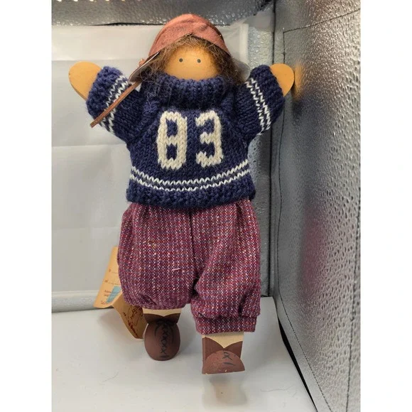 Lizzie High Gilbert High Wooden Folk Doll 1994 Handcrafted Football Kicker 83