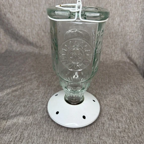 Vintage Sun Moon Celestial Glass HummingBird Feeder Hanging Whimsical