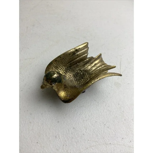 BRASS BIRD PIPE OR TRINKET HOLDER Stamped‎ MADE IN ISRAEL Vintage
