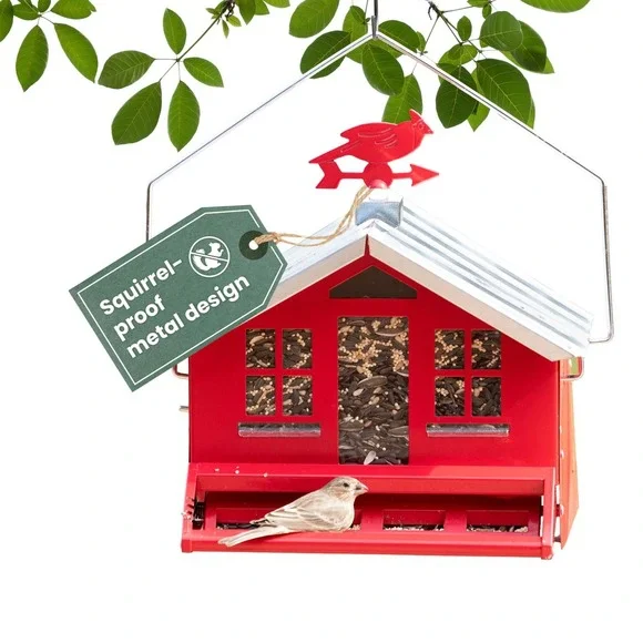Perky-Pet 8lb Bird Feeder Red Metal Squirrel Proof Weight Activated Large New