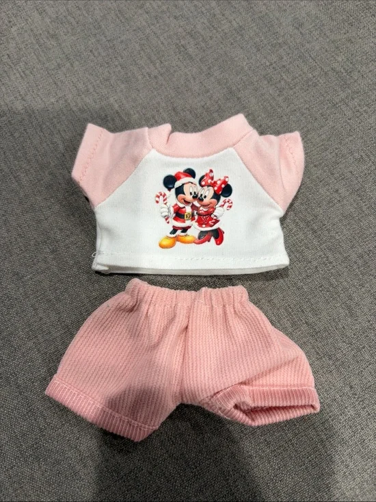 Labubu or XS Doll Disney Pink & White Minnie and Mickey Holiday Outfit