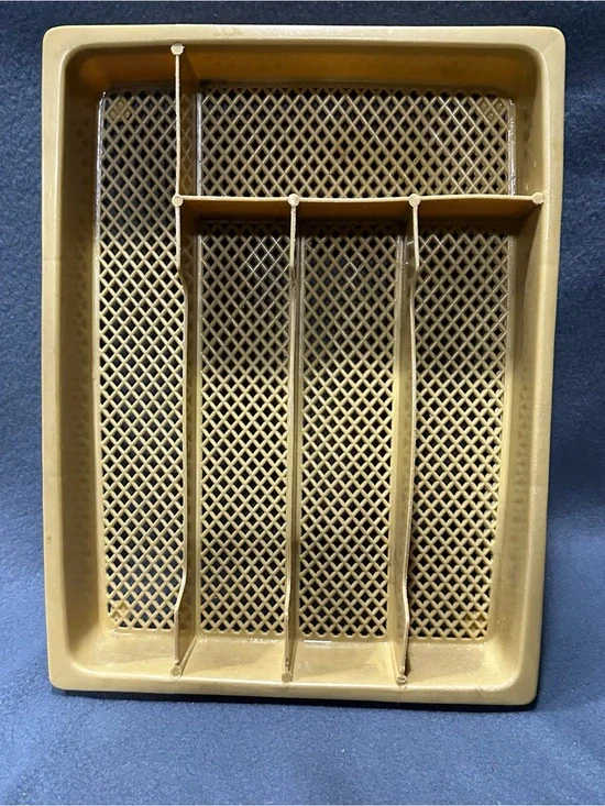 Vintage Beige Plastic Drawer Organizer Tray - Home Storage & Organization