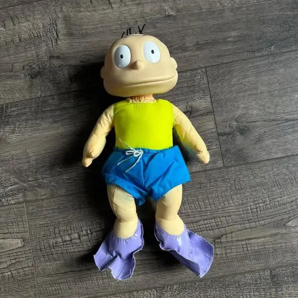 Rare vintage 90s Nickelodeon 1999 Tommy Pickles Rugrats Stuff Doll Swimming Toy