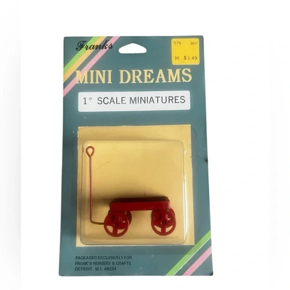 Mini Dreams 1:12 Dollhouse Miniature Red Wagon Cart‎ NOS Sealed Frank's Nursery