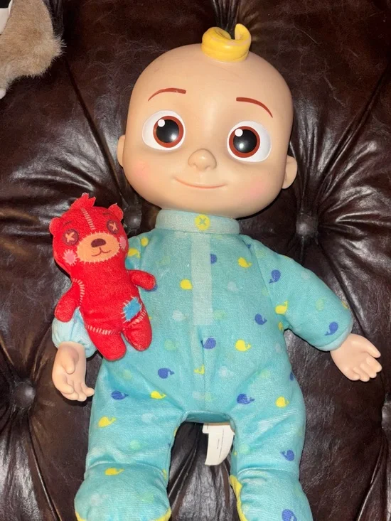 Cocomelon Musical Bedtime JJ Doll with Red Teddy Bear 12.5