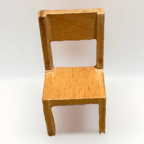 Handcrafted Miniature Wooden Chair Natural Grain Rustic Dollhouse Furniture