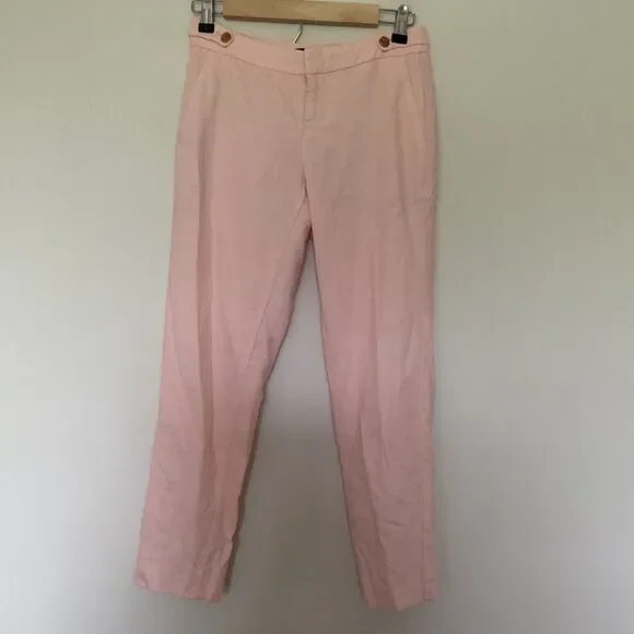 Banana Republic Avery Peach Linen Blend Tailored Ankle Pants 00 Petite Office