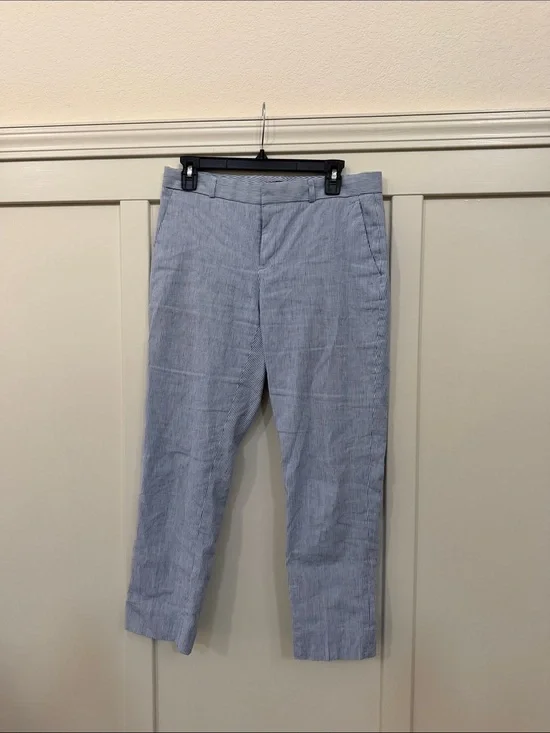 Banana Republic Avery Women’s Light Blue and White Striped cropped Linen pants