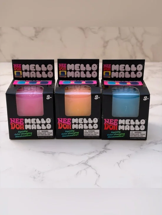 Lot of 3: Nee Doh Mello Mallo (Blue, Yellow & Pink) Squishy Marshmallows New