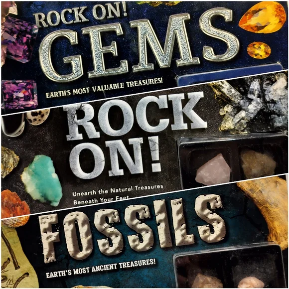 Scholastic Science Geology 3 Book Bundle -Rock On!; Rocks Minerals Gems; Fossils