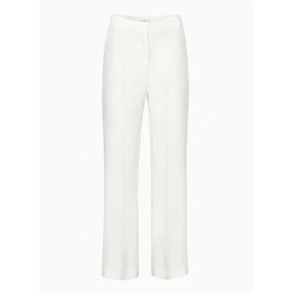Aritzia Babaton Agency Linen Pants Womens 4 White High Rise Straight Leg