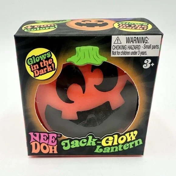 New Sealed NeeDoh Orange Jack Glow Pumpkin Halloween Glow In The Dark Schylling