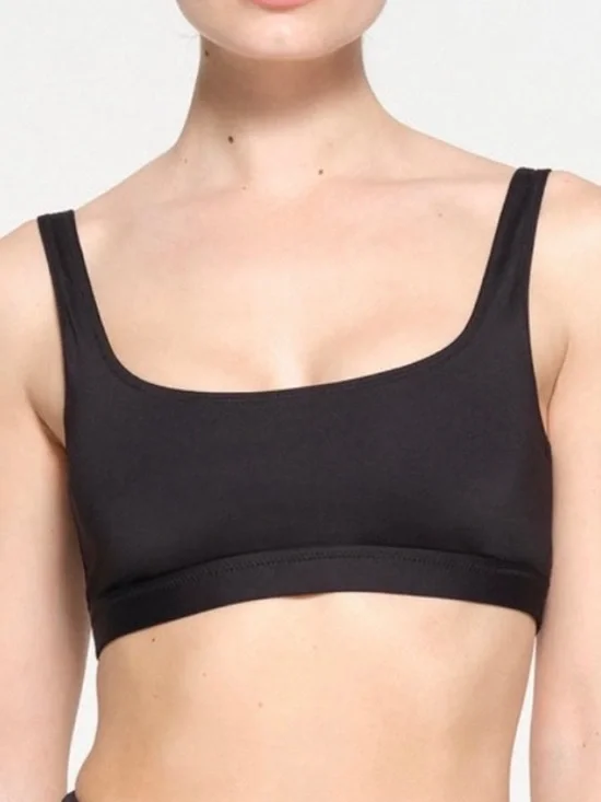Skims signature swim tank bikini top scoop neck onyx
